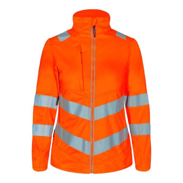 F. Engel Damen Safety Softshelljacke – Optimaler Schutz in Orange/Grün - Bayerwald Arbeitsschutz