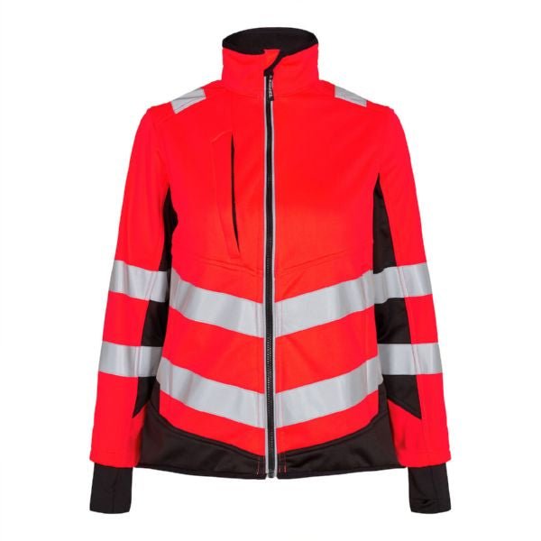 F. Engel Damen Safety Softshelljacke – Optimaler Schutz in Orange/Grün - Bayerwald Arbeitsschutz