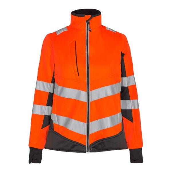 F. Engel Damen Safety Softshelljacke – Optimaler Schutz in Orange/Grün - Bayerwald Arbeitsschutz