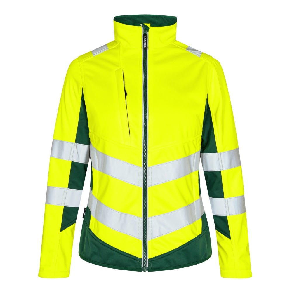 F. Engel Damen Safety Softshelljacke – Optimaler Schutz in Orange/Grün - Bayerwald Arbeitsschutz