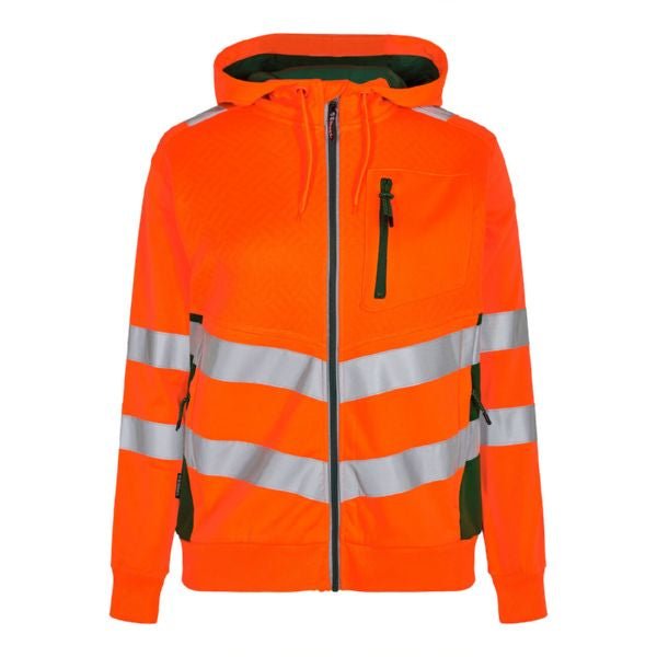 F. Engel Safety Damen Sweat Cardigan – Optimaler Schutz in Orange/Grün - Bayerwald Arbeitsschutz