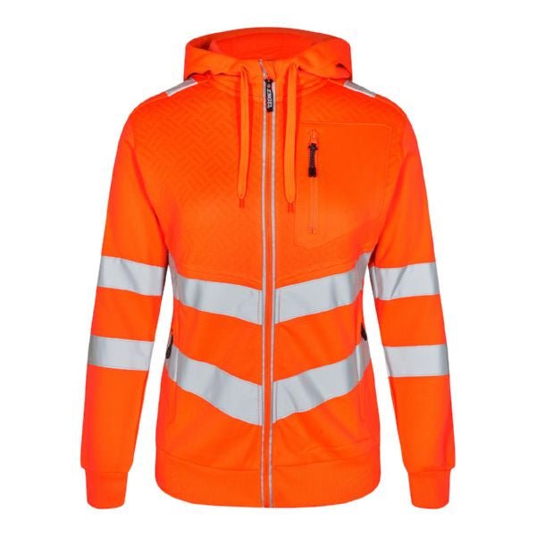 F. Engel Safety Damen Sweat Cardigan – Optimaler Schutz in Orange/Grün - Bayerwald Arbeitsschutz
