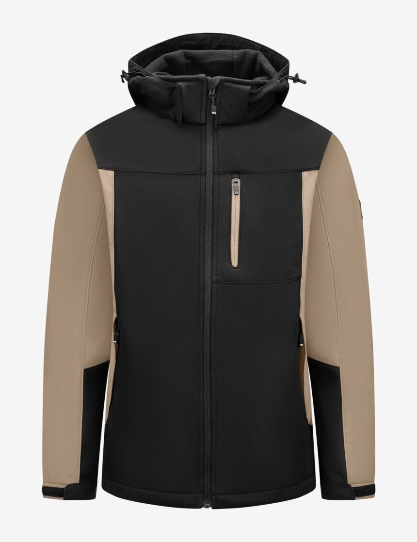 FHB original, JANNIK Softshell - Jacke, beige - schwarz – SALE - Bayerwald Arbeitsschutz