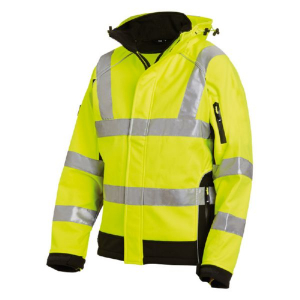 FHB FELIX Warnschutz-Softshell-Jacke EN 20471-3, gelb-schwarz, Gr. 2XL