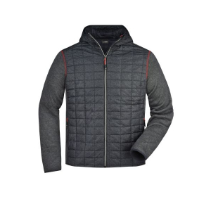 Men's Knitted Hybrid Jacket, Gr. 3XL, grey-melange/anthracite-melange